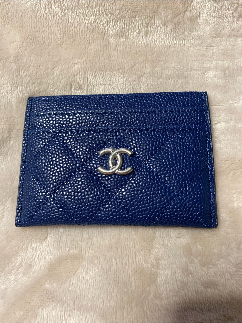 ChaneI Cardholder Navy Blue with Silver Tone Hardware NEW !!